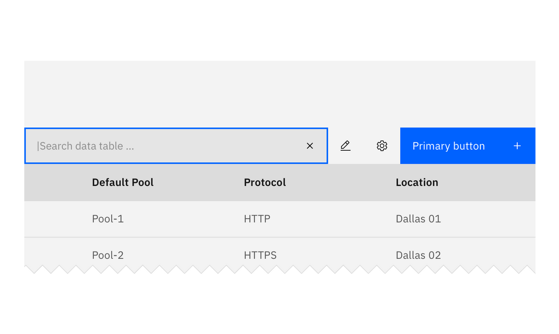 Search at the top of the data table